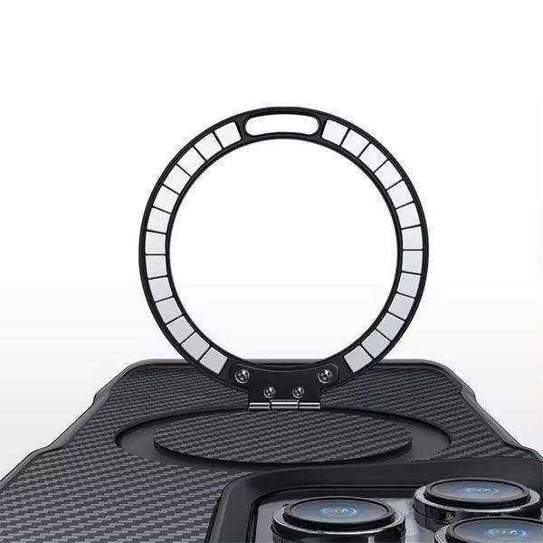 Чохол Metal Buttons MagSafe Carbon Ring для Iphone 14 Pro Max Чорний 84461