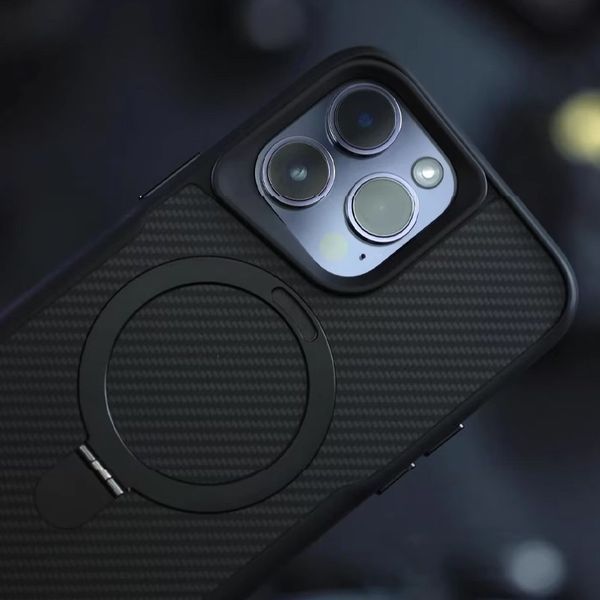Чохол Metal Buttons MagSafe Carbon Ring для Iphone 14 Pro Max Чорний 84461