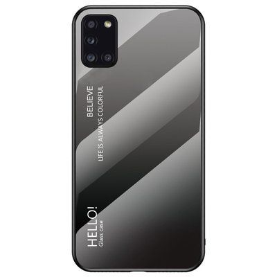 Чехол TPU+Glass Gradient HELLO для Samsung Galaxy A31 Черный / Серый 44141