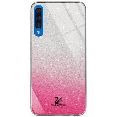 Чехол TPU+Glass с блестками Swarovski для Samsung Galaxy A50 / A30s 2019 Малиновый 37391
