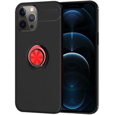 Чохол Din Color Magnet Ring для Iphone 12 / 12 Pro Чорний / Червоний 52875