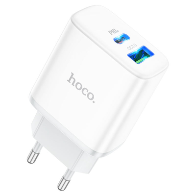 Мережевий зарядний пристрій HOCO C105A USB+Type-C PD20W+QC3.0 White 87372