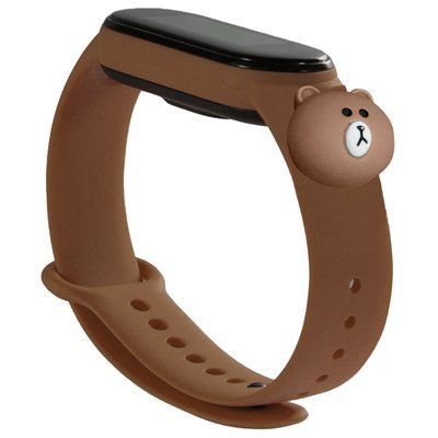Ремешок Silicone Cartoon Face для Xiaomi Mi Band 5/6 Коричневый / Teddy Bear 52190