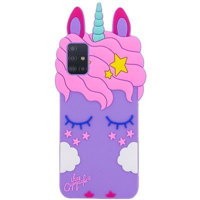 Чехол 3D Единорог для Samsung Galaxy A51 Фиолетовый 43595