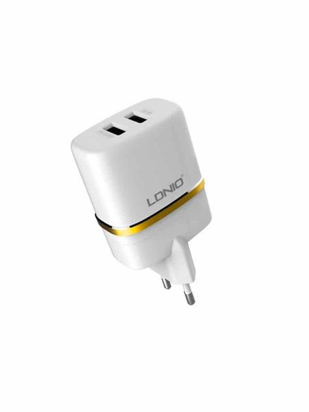 Сетевое зарядное устройство LDNIO DL-AC52 + кабель Lightning 2USB 2.4A White 36758