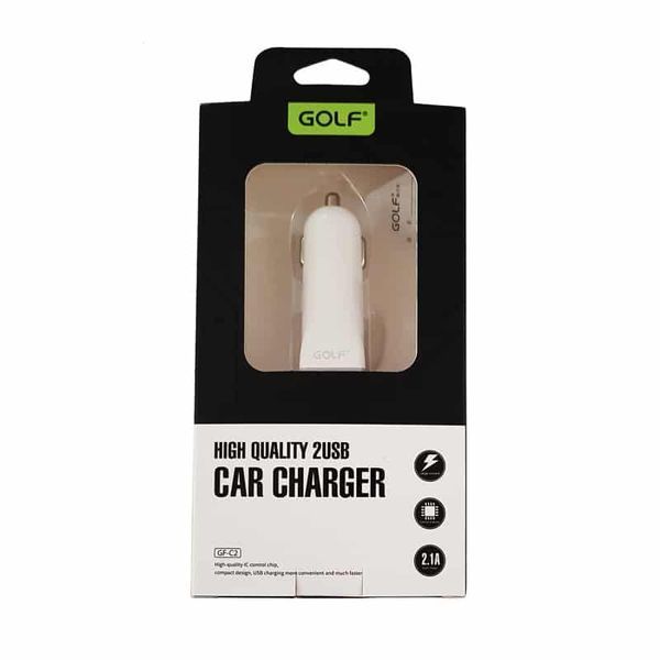 Автомобільний зарядний пристрій Golf GF-C2 2USB 3.1А White 33118