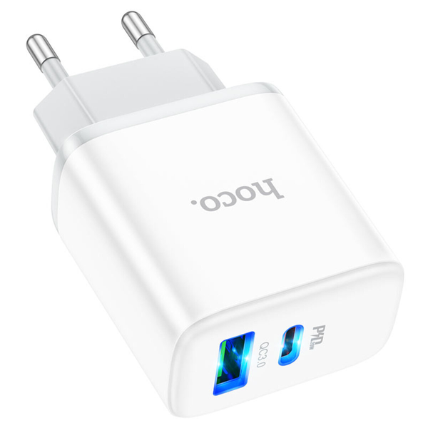 Мережевий зарядний пристрій HOCO C105A USB+Type-C PD20W+QC3.0 White 87372