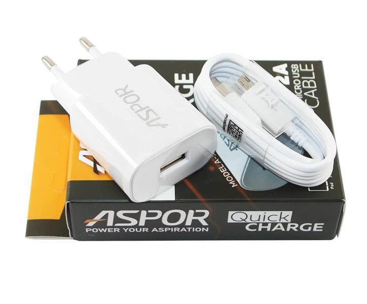 Сетевое зарядное устройство Aspor A90 + кабель MicroUSB 2A 1м White 38885