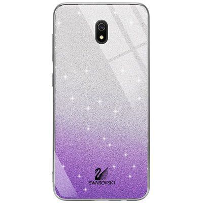 Чехол TPU+Glass с блестками Swarovski для Xiaomi Redmi 8A Фиолетовый 38749
