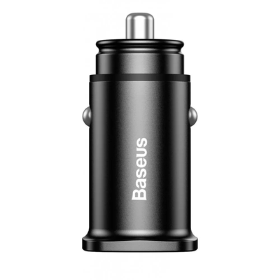 Автомобільний зарядний пристрій Baseus Square Metal QC 3.0 30W 2USB Black 88587