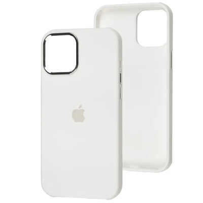 Чохол Silicone Case Metal для Iphone 14 Pro Max Білий / White 80621