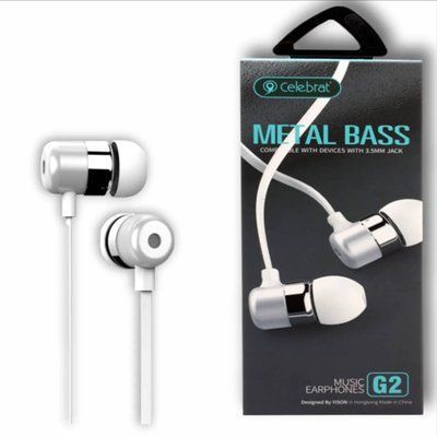 Навушники Celebrat G2 Metal Bass White 38996