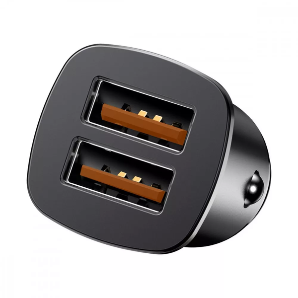 Автомобільний зарядний пристрій Baseus Square Metal QC 3.0 30W 2USB Black 88587