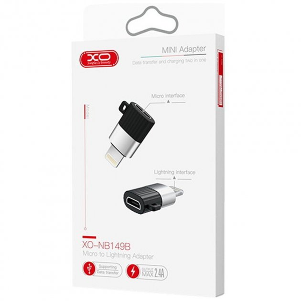 Адаптер XO NB149-B MicroUSB to Lightning Black 66685