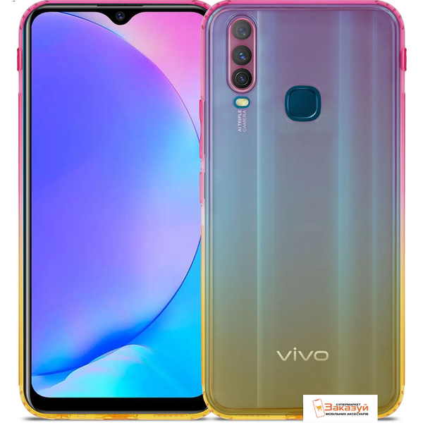 Захисний чохол DeFabric Gradient для Vivo Y15 / Y17 Прозорий / Помаранчевий 68289