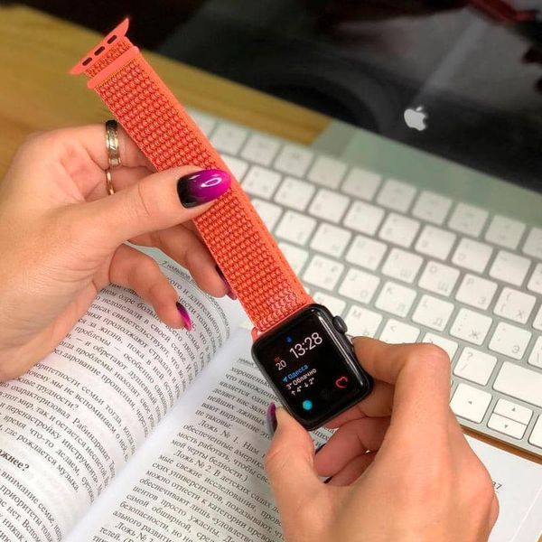 Ремінець Nylon для Apple Watch 42/44/45/49 mm Помаранчевий / Orange 50610