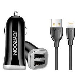 Автомобільний зарядний пристрій Joyroom C-M 216 + кабель Lightning 2USB / 3.1A Black 37568