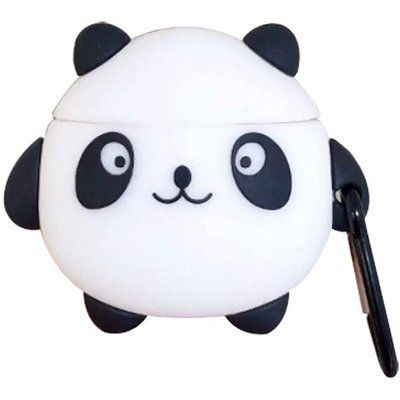 Чехол Panda с карабином для Apple Airpods Черно-белый 50561