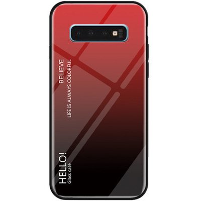 Чохол TPU+Glass Gradient HELLO для Samsung Galaxy S10 Plus G975 Червоний 45122