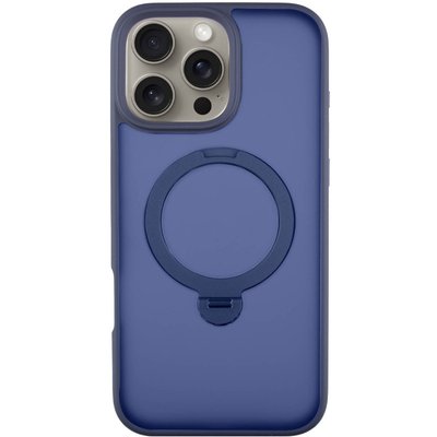 Чехол Metal Buttons MagSafe Colorful HQ Ring для Iphone 16 Pro Dark Blue