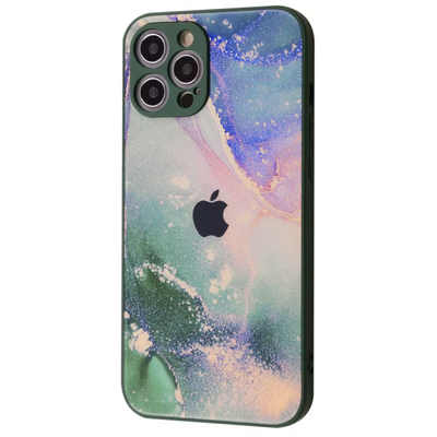 Чохол TPU+Glass Marble Clouds для Iphone 13 Pro Max Dark green 61303