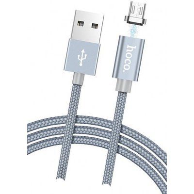 Кабель Hoco U40A Magnetic Abdsorption USB - MicroUSB 2A 1м Metal Grey 36925