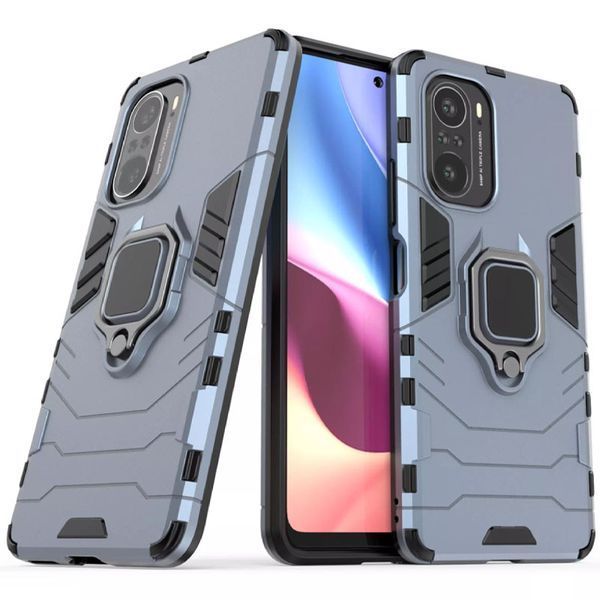 Протиударний чохол Transforme Ring для Xiaomi Poco F3 / Mi 11i / Redmi K40 / K40 Pro Сірий / Metal slate 55366