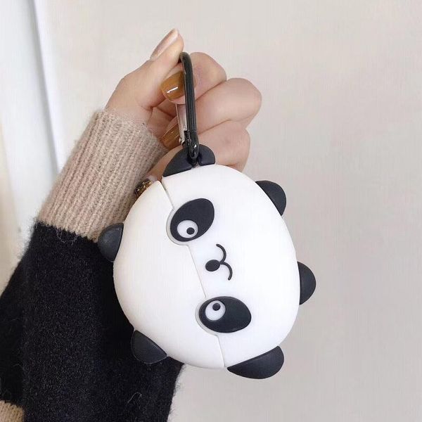 Чехол Panda с карабином для Apple Airpods Черно-белый 50561