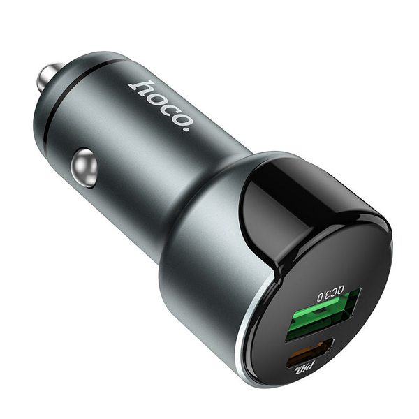 Автомобільний зарядний пристрій Hoco Z42 PD+Quick Charge 3.0 + Type-C 1USB / 20W Gray 69760