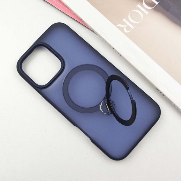 Чохол Metal Buttons MagSafe Colorful HQ Ring для Iphone 16 Pro Dark Blue