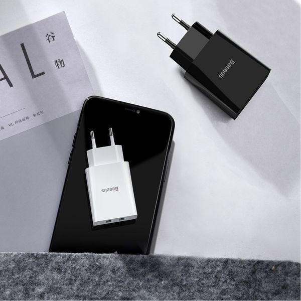 Мережевий зарядний пристрій Baseus Speed Mini Dual U Charger 10.5W 2USB Black 52392