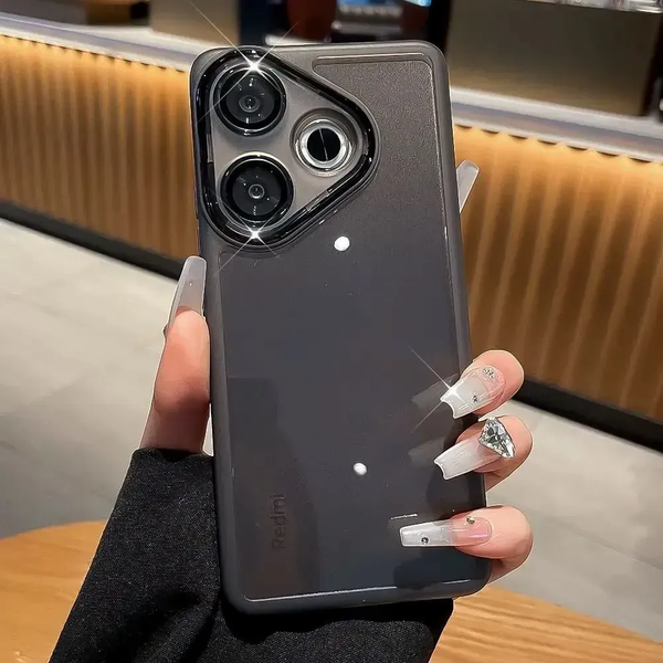 Чохол Stez із склом на камеру для Xiaomi Poco F6 / Redmi Turbo 3 Прозорий / Чорний