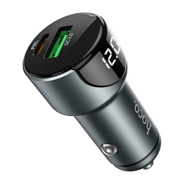 Автомобільний зарядний пристрій Hoco Z42 PD+Quick Charge 3.0 + Type-C 1USB / 20W Gray 69760