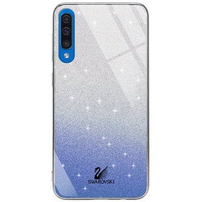 Чехол TPU+Glass с блестками Swarovski для Samsung Galaxy A50 / A30s 2019 Синий 37394