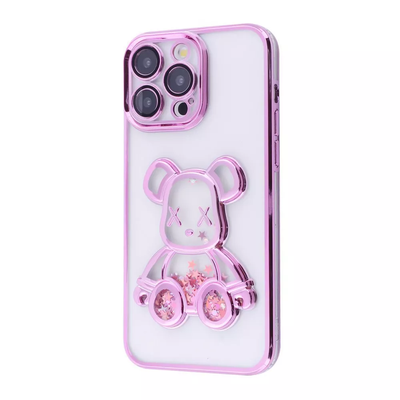 Чехол Shining Bear с блестками для Iphone 15 Pro Rose gold 82387