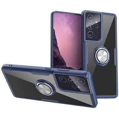 Чохол Din Crystal Magnet Ring для Samsung Galaxy S21 Ultra Темно-синій 52553