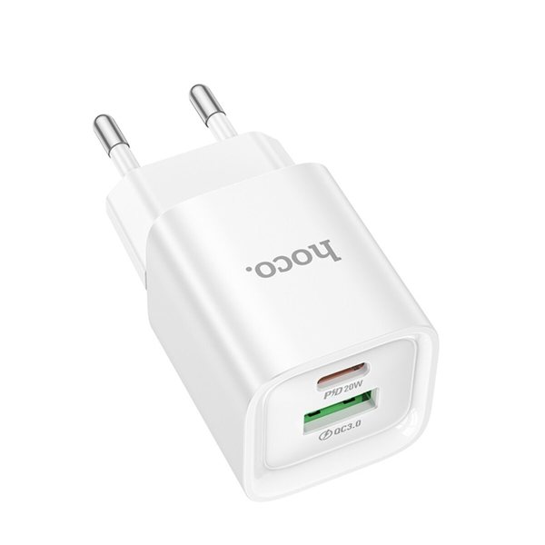 Мережевий зарядний пристрій HOCO C147A Type-C+USB 20W White 85897