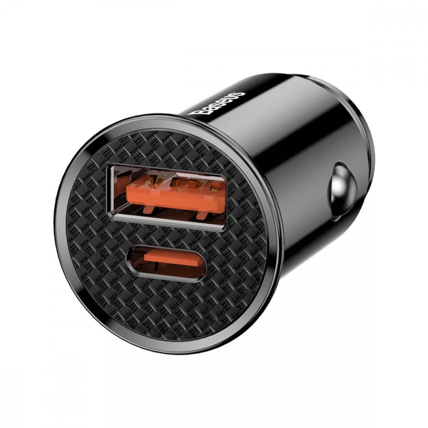 Автомобільний зарядний пристрій АЗП Baseus Circular Plastic PD3.0 QC 4.0 + 30W USB + Type-C Black 88589