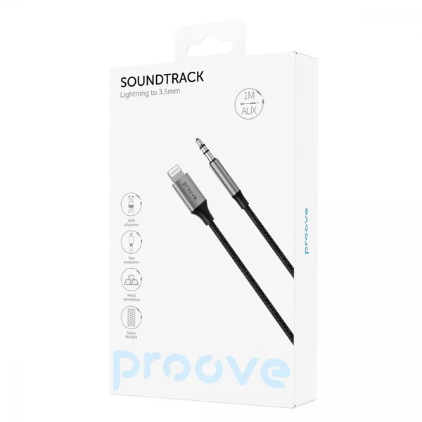 Кабель Proove SoundTrack AUX to Lightning Control 1м Black 82437