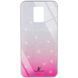 Чохол TPU+Glass з блискітками Swarovski для Xiaomi Redmi Note 9s / Note 9 Pro Малиновий 56083