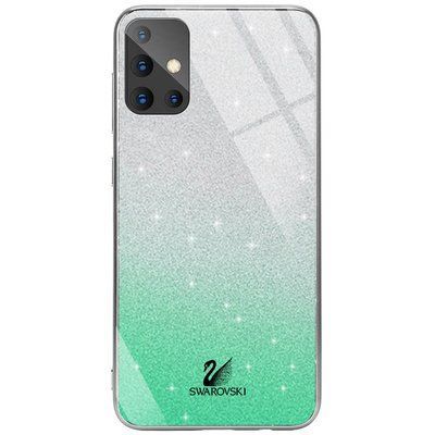 Чохол TPU+Glass з блискітками Swarovski для Samsung Galaxy A51 Бірюзовий 56084