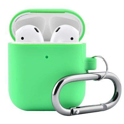 Чехол Silicone Slim с карабином для Apple Airpods 2 Light green 36592