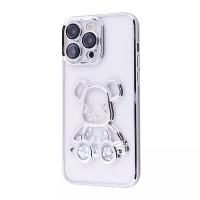 Чехол Shining Bear с блестками для Iphone 15 Pro Silver 82388