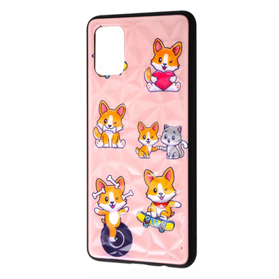 Чехол Wave Majesty для Samsung Galaxy A51 Playful corgi / light pink 61252
