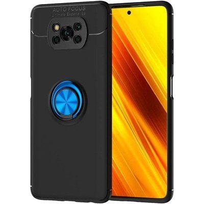 Чехол Din Color Magnet Ring для Xiaomi Poco X3 NFC / Poco X3 Черный / Синий 48176
