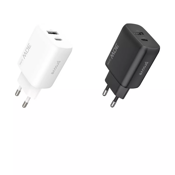 Мережевий зарядний пристрій Proove Silicone Power 2 30W Type-C + USB White 88951