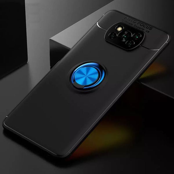 Чехол Din Color Magnet Ring для Xiaomi Poco X3 NFC / Poco X3 Черный / Синий 48176