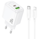 Мережевий зарядний пристрій HOCO CS54A Type-C+USB PD20W+QC3.0+кабель Type-C to Lightning White 87376 1