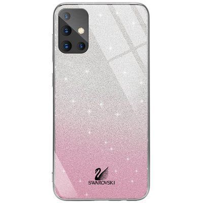 Чохол TPU+Glass з блискітками Swarovski для Samsung Galaxy A51 Рожевий 56085