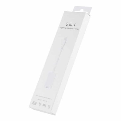 Адаптер Apple Lightning To 2 Lightning (Audio + Charge) MA015 White 37507